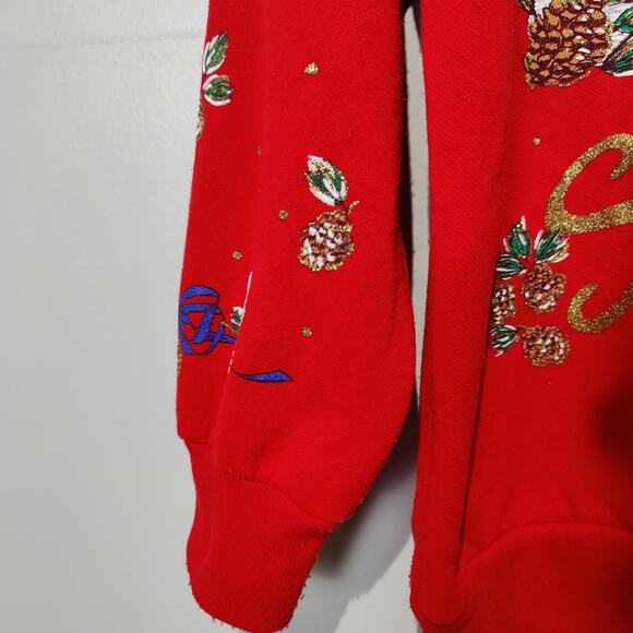 Vintage Holiday Time Sz M Red Christmas Ugly Tacky Sweatshirt Santa Scene - Picture 6 of 7